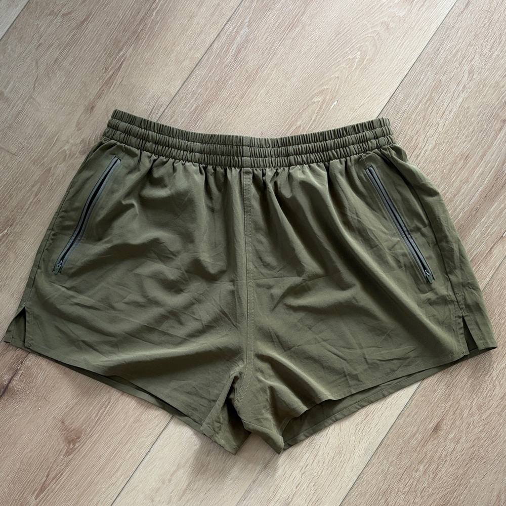 Outdoor Voices Olive Athletic Shorts with Zipper Pockets